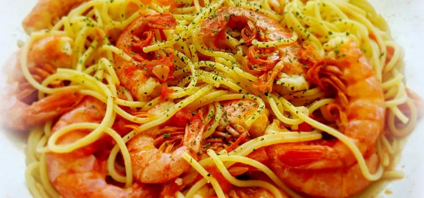 Spaghetti con i gamberi alla Ricca